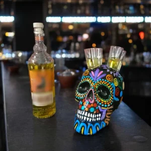 Black Skull Tequila Flight Tray with Lights